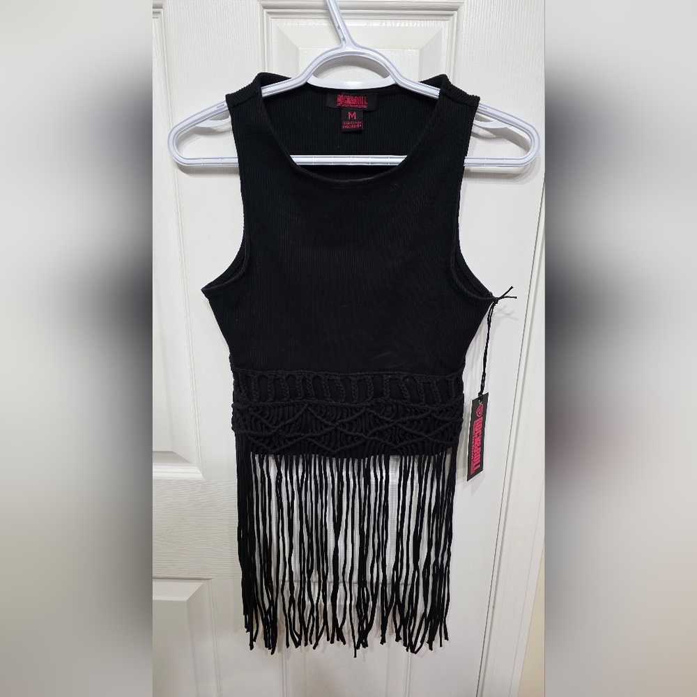 Rock&Roll Women's Macrame Tank Top With Fringe